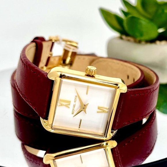 COPY - NWT MICHAEL KORS Lake Red Leather Watch MK2761 main image 11
